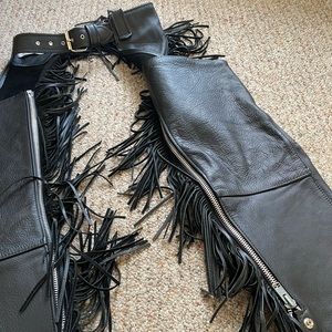 VINTAGE black leather chaps